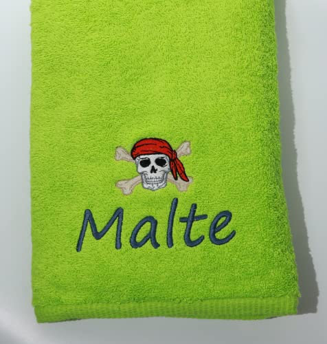 ★ Handtuch mit Namen und Motiv Bestickt ★ Duchtuch ★ Geschenk ★ Badetuch ★ 500 g/m2 ★ (70 x 140 cm, Grün)