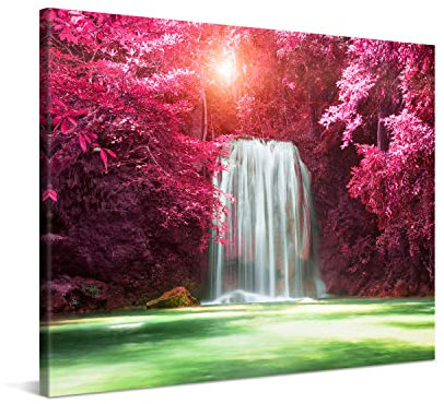 PICANOVA – Leinwandbild Wasserfall in Thailand Erawan Park 100x75cm – Premium Leinwanddruck – Kunstdruck Auf 2cm Holz-Keilrahmen Für Schlaf- Und Wohnzimmer – Kollektion Wasserfälle