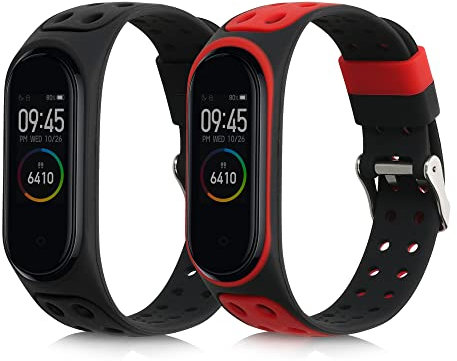 kwmobile Pulsera compatible con Xiaomi Mi Band 4 / Mi Band 3 correa - 2x Correas de silicona flexible - Tamaño ajustable
