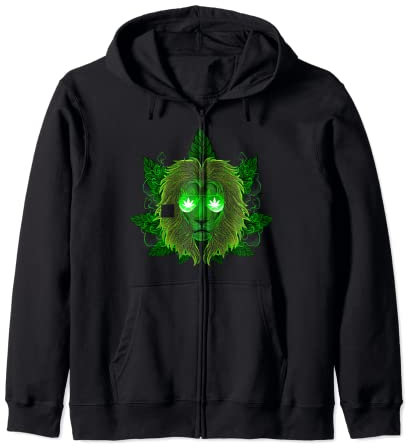 Marijuana Lion Graphic Smoke 420 Dénoyauteur pour homme Sweat à Capuche