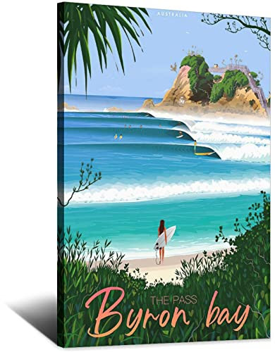 Byron Bay Australien Surf Vintage Reiseposter Leinwand Wand Home Room Decor Kunst Poster Malerei Bild Druck Geschenk Poster