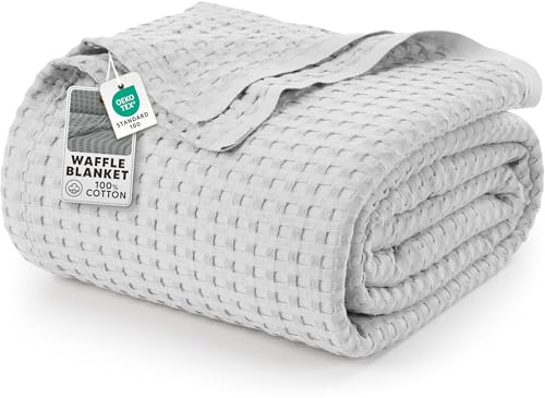 Utopia Bedding Manta Tipo Gofre De Algodón De 300 gsm (Plata - 228x228 cm), Edredón Suave, Ligero Y Transpirable para Todas Las Estaciones