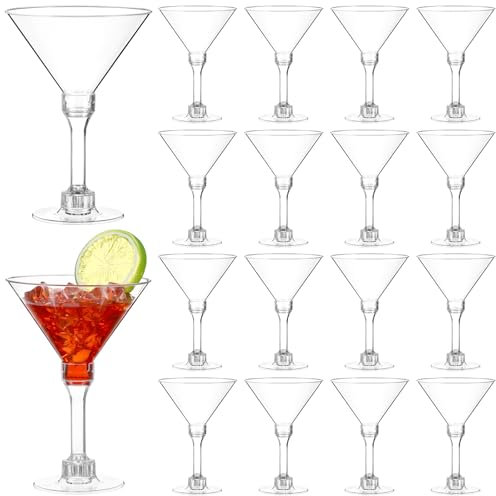 Lot de 20 Transparent Verres à Cocktail Réutilisable Verres à Martini Coupes à Desserts Pour Vin, Cocktail, Mariage, Anniversaire Décoration De Fête