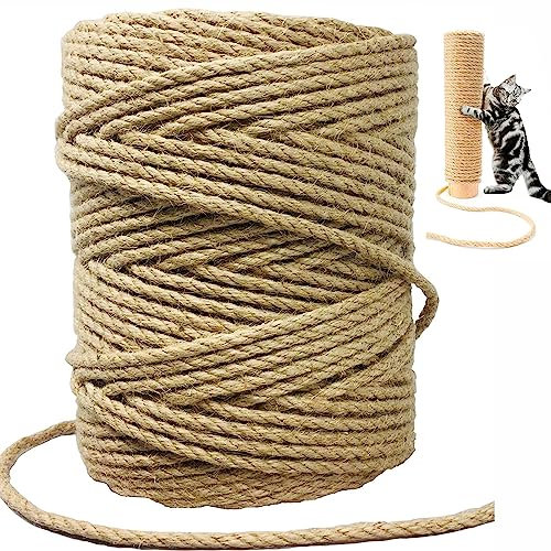 Sisal Rope for Cat Scratcher Replacement Rope for Cat Scratch Post,4mm 164FT Cat Tree Roper Twine for Cat Rope Scratching Post, Hemp Rope Jute String for Repairing, Recovering or DIY Cat Scratcher