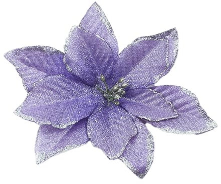 Wambere 12 Stücke Weihnachten Blumen,Glitzernde Weihnachtsblumen Künstliche Weihnachtssterne Blumen Weihnachtsbaumschmuck für Weihnachtsbaum Neujahr Ornamente Weihnachtsdekoration,Lila