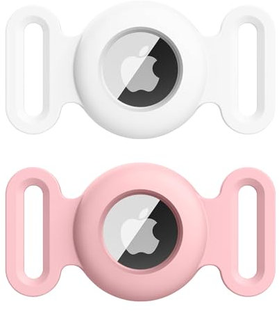 Vancle 2 Stück Hülle für AirTag Hundehalsband Schutzhülle, Silikon Wasserdichtes Schutzhülle AirTag, Pet Loop Holder für AirTags, Hülle für Haustier Katzen Hundehalsbändern, Rosa+Sternenlicht