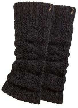 ELLE Ladies Chunky Leg Warmers - Winter Warm Cable Knit Patterned for Ballet, Dance or Casual Wear In One Size 2 Pairs Black