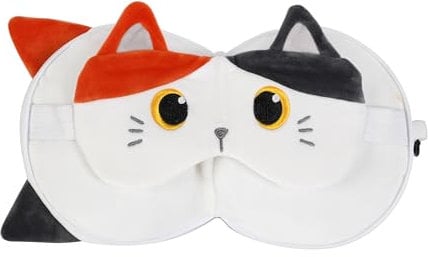 I-TOTAL ® - Kissen mit Schlafmaske, verschließbares Kissen mit Haken für Reise (ORANGE CAT)