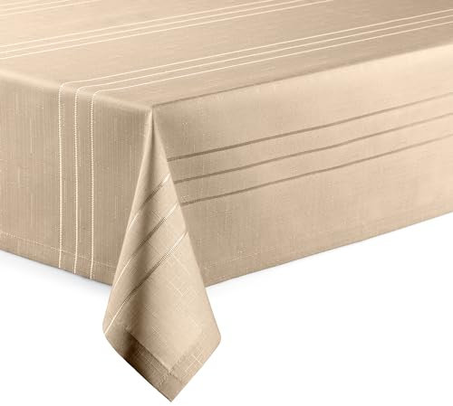 Hochwertige Tischdecke mit Saumrand Eleganza Champagner Eckig 110 x 220 cm pflegeleicht