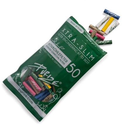 PURIZE 50 Filtri ai carboni attivi XTRA Slim Size 6 mm verdi in sacchetto