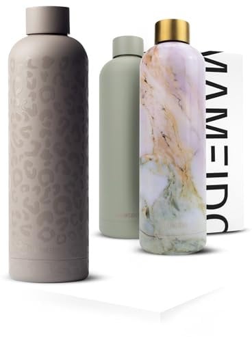 MAMEIDO Gourde Isotherme 750ml - Bouteille Isotherme inox, étanche, sans BPA, conserve le froid à 24h, la chaleur 12h (Sleek Leo, 0,75l)