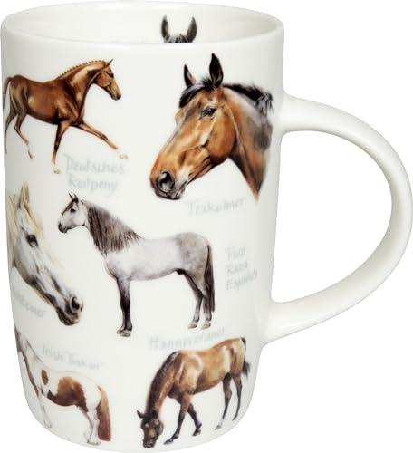Konitz Becher Natures Diversity - Horses | 580 ml Becher aus Porzellan – spülmaschinengeeignet & mikrowellengeeignet; für Kaffee, Tee & Kakao