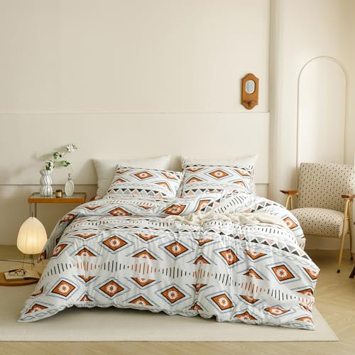 Cottonight Azteken-Bettwäsche-Set für King-Size-Betten, Beige und Khaki, Western-Bettwäsche-Set, King-Size-Bett, Bohemian-Stil, für Damen und Herren, Bauernhausdecke, Steppdecke, Tribal, rustikal,