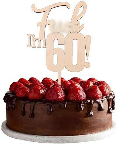 VIKY® Cake Topper Geburtstag 60, Holz Tortendeko 60 Geburtstag Mann Frau, Kuchendeko Geburstag 60 Jahre, Happy 60th Birthday Kuchen Topper, 60. Geburtstag Frauen Kuchen Deko, Cake Topper 60 Jahre