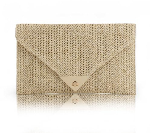 Jywmsc Pochettes en Paille pour Femmes, Sacs de Plage D'été, Sacs à Main Enveloppants Tissés, Sacs à Bandoulière