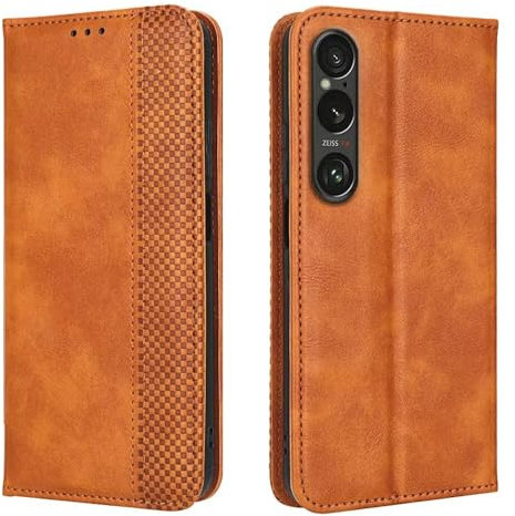 EASSGU Coque pour Smartphone, Compatible with Sony Xperia 1 VI (Sixth Generation) - Marron