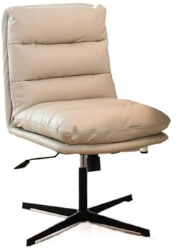 Fauteuil de Bureau Chaise de bureau en cuir chaise de bureau confortable et douce salle d'étude bureau bureau d'étude télésiège maison chaise de bureau réglable sans accoudoirs Chaise Bureau(Noir)