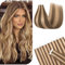 Benehair Tape in Extensions Echthaar, 40CM Tape in Haarverlängerungen, Invisible Echthaar Extension mit Tapes, Seidig Glatte Echthaars Extension, 10Pcs 25g Kaltes Braun Gemischt Hellbraun #4AP27A