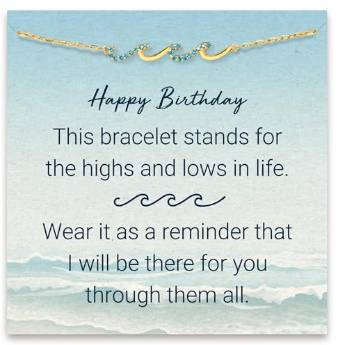 STORYJEWELLERY Birthday Gifts for Women, Happy Birthday Presents for Friend Sister and Daughter, Wave Bracelet, Unique Jewelry for Her