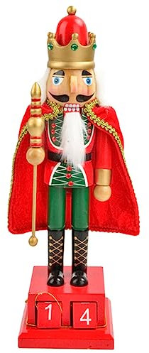 OFFSCH Nutcracker Calendar Holiday Advent Calendar Desktop Christmas Nutcrackers Large Nutcracker Cube Calendar Nutcracker Ornaments Desk Calendars Decor Xmas Desktop Nutcracker Red Wood