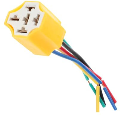 Gatuida Relais-keramiksockel Gelb Hochtemperaturbeständig Auto-relaissockel Einfache Installation Für Den Austausch Der Scheinwerferverkabelung