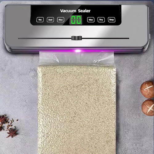 Vakuumiergerät 6 in 1, Vakuumierer sous vide mit Eingebauter cutter, Vacuumiergeraet Folienschweißgerät inkl.10 Vakuumierbeutel, Einschweissgerät Vakuum Sealer für Lebensmittel, aus ABS