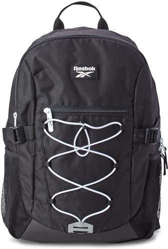Reebok Rucksack – leichter Schulrucksack mit Reißverschluss und geräumigen Fächern – Alltags-Büchertasche und Reisetasche, Bristol/Jet Black, Medium, Rbk-Rucksäcke