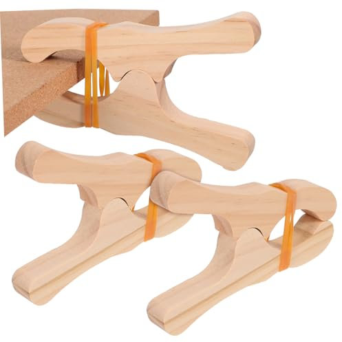 Abaodam 3pcs Wooden Play Fort Clips for Kids, Natural Unpainted Wood Clothespins, Large Wood Clamps for Building Tents, Beach Towels, and Food Bag Sealing