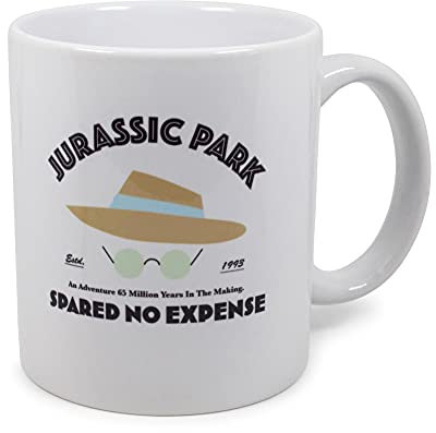 WXWUDEI Jurassic Park Tasse à café en céramique Spared No Expense | Collection officielle du film Steven Spielberg | Tasse surdimensionnée pour la maison, la cuisine, le bar, peut contenir 325 ml