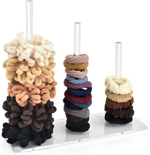 AUTOMP 3-stöckiger Acryl-Haarschmuck-Organizer, Klarer Haargummi-Halter für Frauen & Teenager-Mädchen, Stilvolles Aufbewahrungsgeschenk für Geburtstage, Weihnachten
