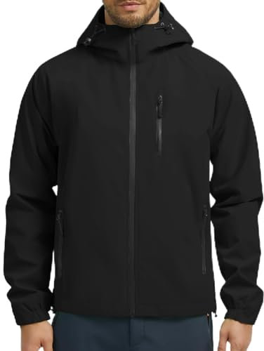 UMIPUBO Veste Imperméable Pour Homme Pluie Extérieure Coupe Vent Respirante Réfléchissante Blouson Légère Vêtements à Capuche Outdoor Cyclisme Plein air Voyage Course à pied Randonnée(Noir,L)