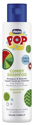 Chicco POP Shampoo e Balsamo Anguria, Shampoo&Balsamo alla Frutta, Shampoo delicato per Bambini, Senza Lacrime, Formula Vegana, 250 ml