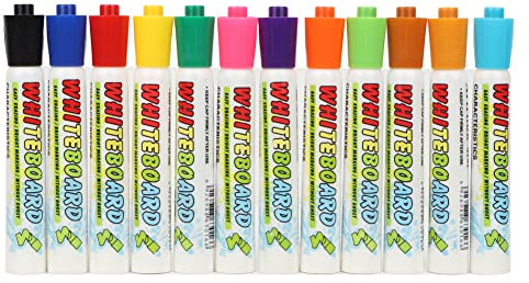 Chalk Markers, 12 Colors Liquid Chalk Pens Dry Erase Marker Pens Chalkboard Markers Whiteboard Markers Erasable Window Markers for Cars