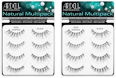 Ardell Demi Wispies False Eyelashes Black, Eye Make-Up Enhancement, Full Volume Strip Lashes - 4 pairs, 2 Pack