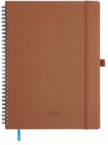 IN-LUXPRO Kalender 2026 Buchkalender Horizontal Spiralbindung PU-Hülle
