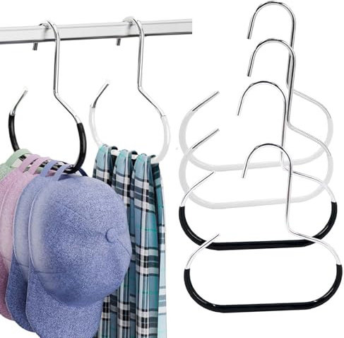 ZWWOGE 6 Stück Organizer Kleiderschrank, Schalhalter Krawatten Gürtel Handtaschen Gürtelhalter Aufbewahrung, Rutschfeste Aufhängehaken(Schwarz X3, Weiß X3)