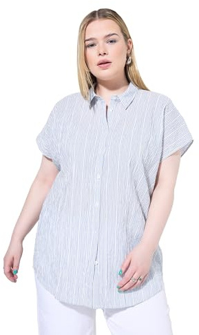 Studio Untold Damen große Größen Übergrößen Plus Size Blusenshirt, Oversized, Strukturstreifen himmelblau 54+ 841632728-54+