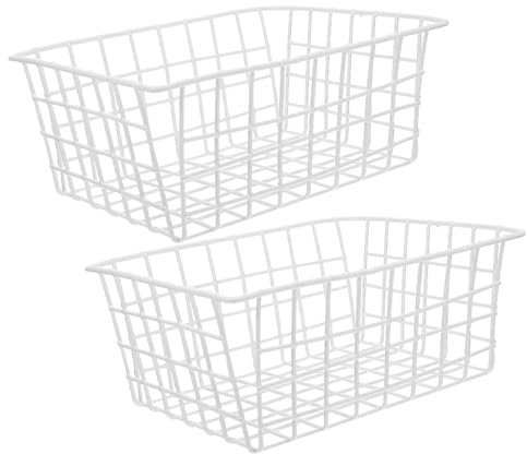 COLLBATH Organizador Despensa Flexible y Ahorra Espacio 2 Cestas de Almacenamiento para Congeladores de Hierro Blanco para Alimentos y Verduras en Cocina y Refrigerador