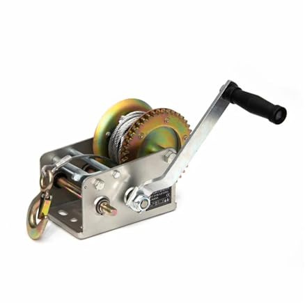 Treuil manuel robuste de 1 134 kg avec câble en acier à 2 vitesses pour bateaux, VTT et véhicules tout-terrain, portable et