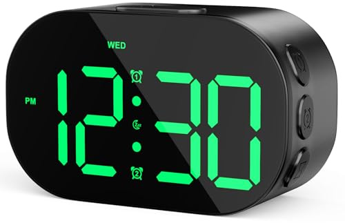Ayybboo Digitaler Wecker aus Aluminium mit Großen Zahlen,Helligkeit,Lautstärke Regelbar,Snooze,Countdown,12/24H,USB und Batteriebetrieb,Für Schlafzimmer,Nachttisch und Reise