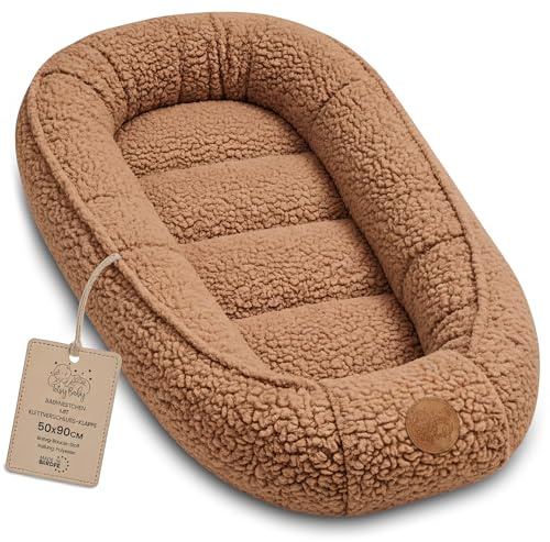 Babynest Nestchen Baby aus boucle - Babynestchen Neugeborene Nest für Kinder Bett und Babybett tragbar Kuschelnest Coccon für Jungen und Mädchen Pumpkin