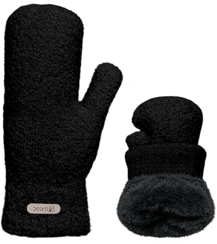 UJBVCX Fäustlinge Damen, Fäustlinge Strick Handschuhe Herren, Arktischer Samt Fausthandschuhe, Handschuhe Winter Skihandschuhe, Thermo Winterhandschuhe Damen Fausthandschuhe Gefüttert Wollhandschuhe