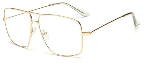 CloudWei SmartSelect Gold Classic Metal Non Prescription Glasses, Pilot Style Fake 80s Glasses, Retro Vintage Unisex Fashion Clear Lens Frame Eyewear For Women/Men