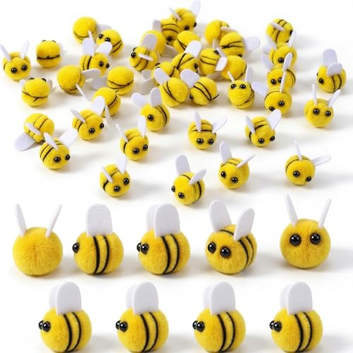 JININOSEU 50 Stück Filzen Biene Deko, Kleine Bienen Deko für DIY Handwerk Anhänger Hut Deko Kostüm