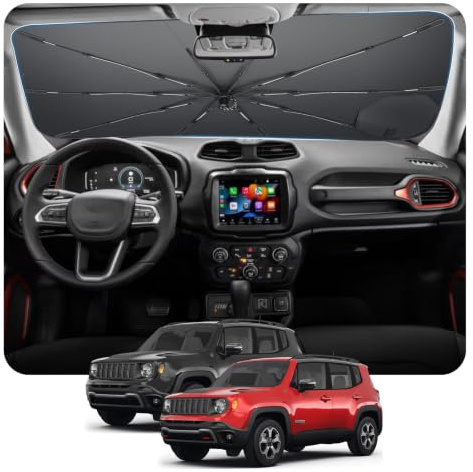 [2026 Actualización] BSTW Compatible con Jeep Renegade BU 2015-2026 Parasol para Parabrisas, Parasol Plegable Automático Diseño con Cordón, Protector Solar y Protección UV Renegade Accesorios