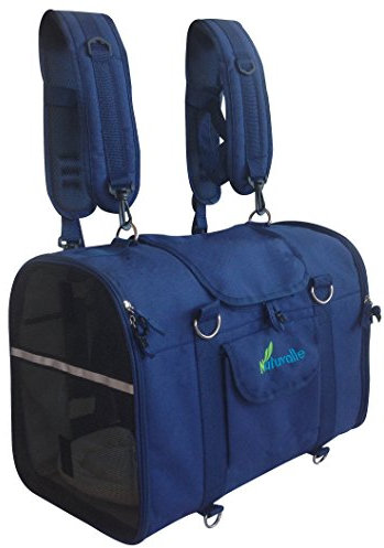 6-in-1 Stabiler Haustier-Rucksack, Front/Brustträger, Schulter & Handtasche, Autositzkiste, 2-Positionen für einfache Passform unter Flugzeugsitzen, Weiche Tiertransporttasche. Für Haustiere 36-41 cm