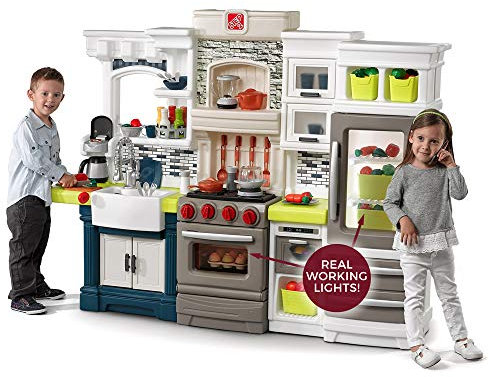 Step2 Elegant Edge Spielküche | Spielzeugküche für Kinder mit 78-teiligem Zubehör Set inkl. u.a. Geschirr & Töpfe | Kinderküche aus Kunststoff/Plastik