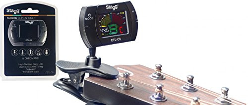 Stagg Black automatic chromatic clip-on tuner, 430 to 450 Hz calibration