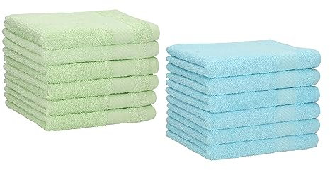 Betz 12 Stück Gästehandtücher Gästehandtuch Palermo 100% Baumwolle Größe 30x50 cm Handtuch Gästetücher Set Farbe grün und türkis