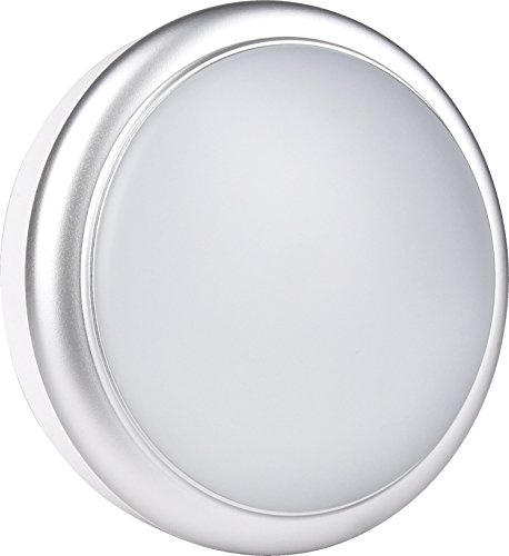 UKEW 15W LED Bulkhead Light - Silver Trim Flush Round 6500K Daylight - IP65 Waterproof Frosted Cover Wall Ceiling Mounted Fitting for Bathroom Hallways